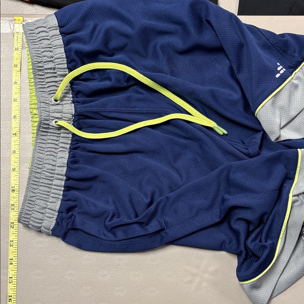 BCG Navy and Gray Athletic Shorts with Neon Accents